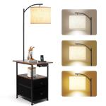 Floor Lamp with Side Table and USB Charging