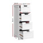 4-Drawer Wooden Bathroom Storage Cabinet in White