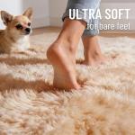 Soft Beige Machine Washable Shaggy Area Rug