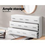 White Tallboy Chest of Drawers with 6 Drawers
