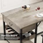 Grey Dining Table Set for 4 with Storage