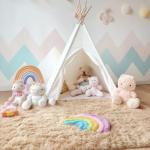 Soft Beige Machine Washable Shaggy Area Rug