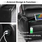 85” Black Faux Leather Sofa with USB Ports