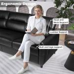 85” Black Faux Leather Sofa with USB Ports