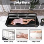 85” Black Faux Leather Sofa with USB Ports