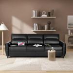 85” Black Faux Leather Sofa with USB Ports