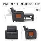 Convertible Futon Chair with USB and Pillow - Gray