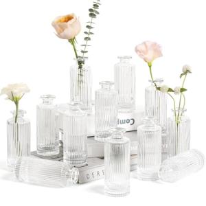 Set of 12 Vintage Mini Glass Flower Vases