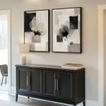 Set of 2 Large Neutral Floral Canvas Prints