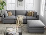 L-Shaped Cloud Couch with Ottoman for Living Room