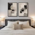 Set of 2 Large Neutral Floral Canvas Prints