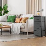4-Drawer Fabric Storage Dresser with Wood Top
