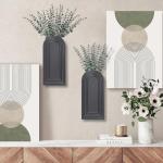 2 Pack Black Wooden Wall Vases - Modern Decor