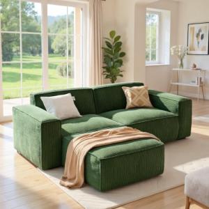 Amada 80" L-Shaped Modular Couch with Ottoman