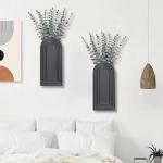 2 Pack Black Wooden Wall Vases - Modern Decor