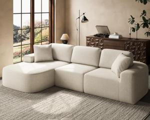 Ivory Beige Modular Sectional Sofa with Chaise
