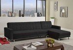 Black 5-Seater Linen Modular Sofa Bed Couch