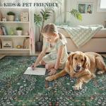 Lahome Floral Washable 5x7 Soft Green Rug