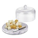 Marble Cheese Dome Cake Stand with Lid 8.7