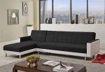 Black 5-Seater Linen Modular Sofa Bed Couch