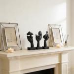 Black Abstract Thinker Statue Set - 3 Pieces