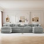 145" Light Grey Cloud U-Shaped Sectional Sofa