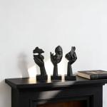 Black Abstract Thinker Statue Set - 3 Pieces