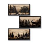 Rustic Bear Moose Deer Wall Art Set