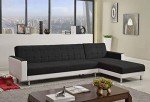 Black 5-Seater Linen Modular Sofa Bed Couch