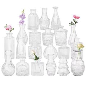 20 Clear Glass Bud Vases for Home or Events