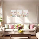 Colorful Wildflower Canvas Art Set of 3