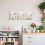 Colorful Wildflower Canvas Art Set of 3