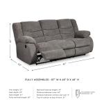 Ashley Tulen Modern Dark Gray Reclining Sofa