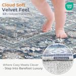 Vintage Blue 5x7 Area Rug - Washable, Non-Slip