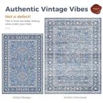 Vintage Blue 5x7 Area Rug - Washable, Non-Slip