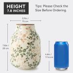 Green and Beige Vintage Chinoiserie Floral Vase