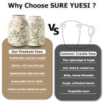 Green and Beige Vintage Chinoiserie Floral Vase