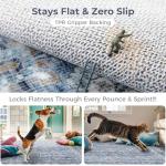 Vintage Blue 5x7 Area Rug - Washable, Non-Slip