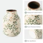 Green and Beige Vintage Chinoiserie Floral Vase