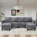 118" U-Shaped Sectional Couch with USB Ports