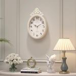 Ivory White Retro Oval Wall Clock for Home