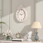 Ivory White Retro Oval Wall Clock for Home