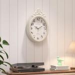 Ivory White Retro Oval Wall Clock for Home