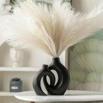 Modern Ceramic Vase Set of 2 - Matte Black
