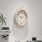 Ivory White Retro Oval Wall Clock for Home