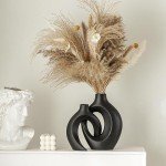 Modern Ceramic Vase Set of 2 - Matte Black