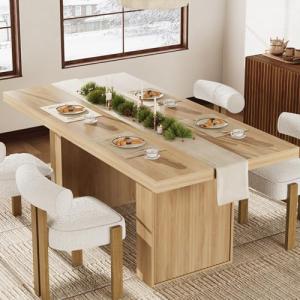 70.8" Modern Dining Table with Storage and Fluted Legs