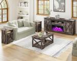 5-Piece Farmhouse Living Room Table Set with USB Ports
