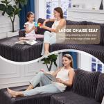 L-Shape Modular Sofa with Chaise - Grey Stripe