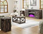 5-Piece Farmhouse Living Room Table Set with USB Ports